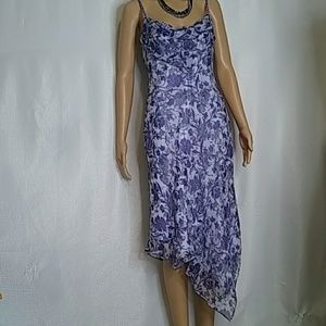 Laundry lavender floral silk asymmetrical dress